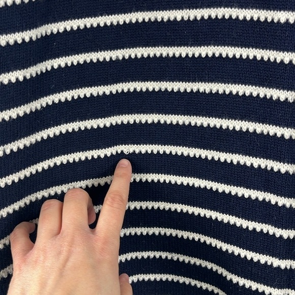 Talbots Cashmere Blend Navy White Open Front Textured Cardigan Sweater Size 2xP - Picture 12 of 12